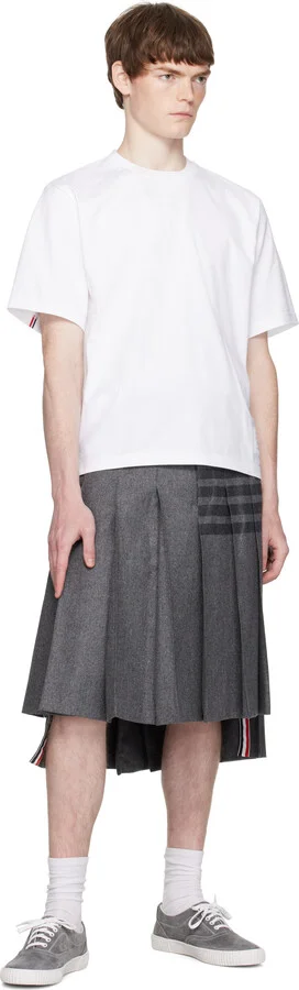 Thom Browne Gray Calf Suede Heritage Sneakers - Image 5