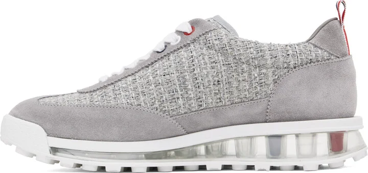 Thom Browne Gray Cotton Tweed Tech Sneakers - Image 3