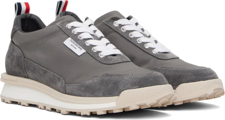 Thom Browne Gray Double Tech Nylon Alumni Sneakers - Image 4