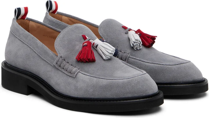 Thom Browne Gray RWB Tassel Loafers - Image 4