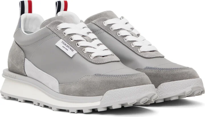 Thom Browne Gray Vitello Calf Alumni Sneakers - Image 4