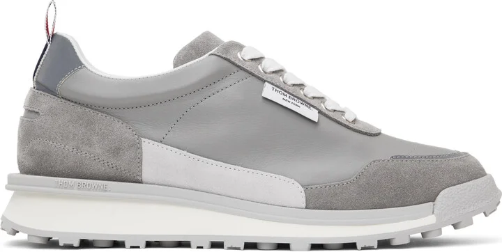 Thom Browne Gray Vitello Calf Alumni Sneakers