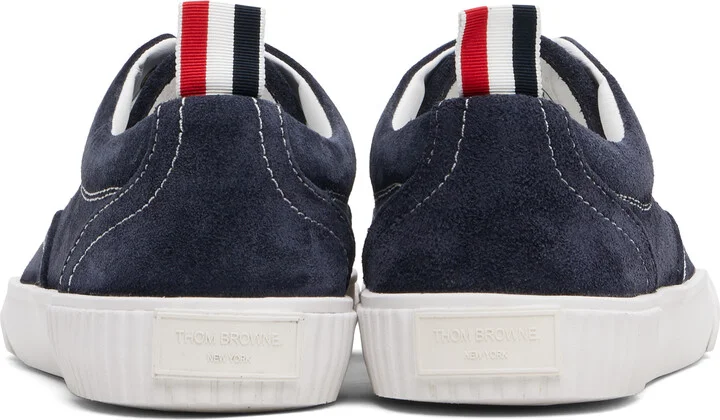 Thom Browne Navy Calf Suede Heritage Sneakers - Image 2