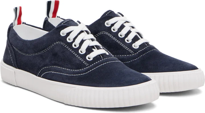 Thom Browne Navy Calf Suede Heritage Sneakers - Image 4