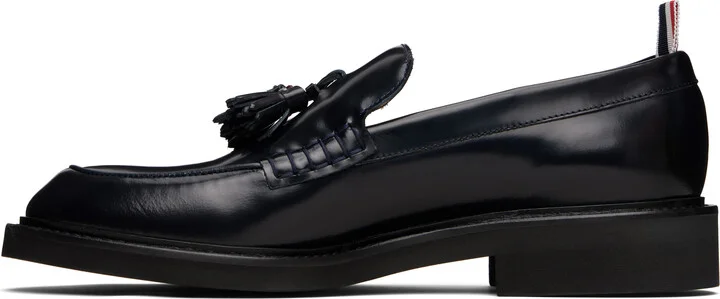 Thom Browne Navy Spazzolato Leather Tassle Loafers - Image 3