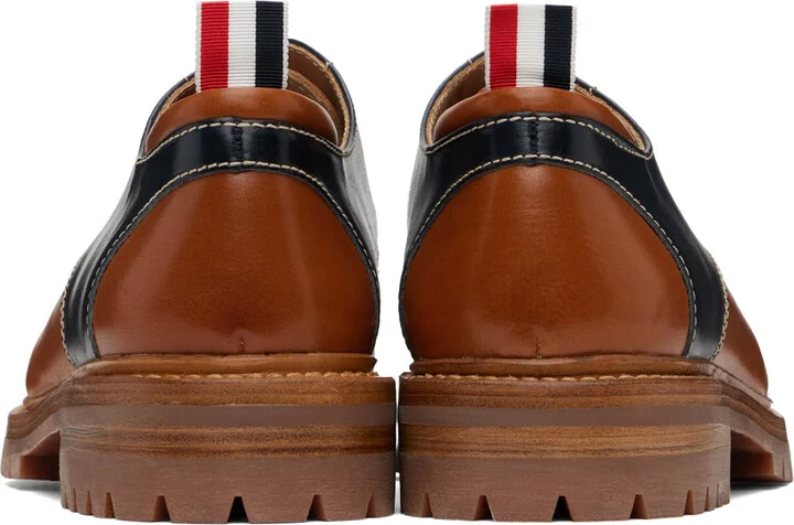 Thom Browne Navy & Tan Apron Stitch Derbys - Image 2