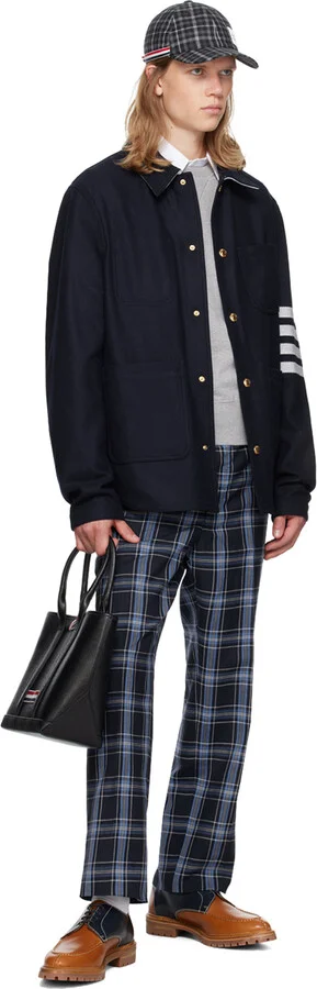 Thom Browne Navy & Tan Apron Stitch Derbys - Image 5
