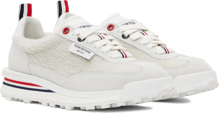 Thom Browne Off-White Shearling Tech Sneakers - Image 4