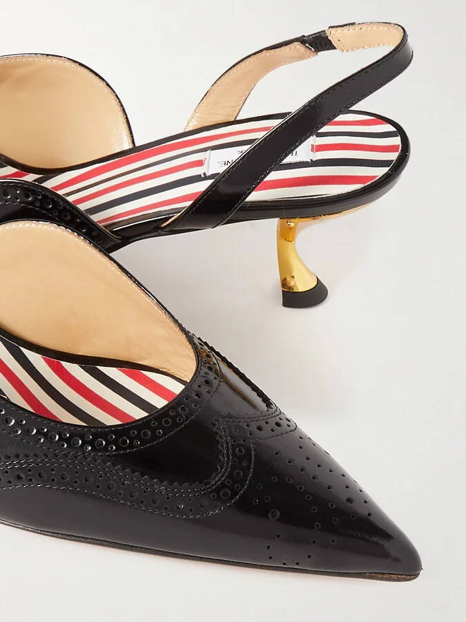 Thom Browne - Patent-leather Point-toe Slingback Pumps - Black - Image 4