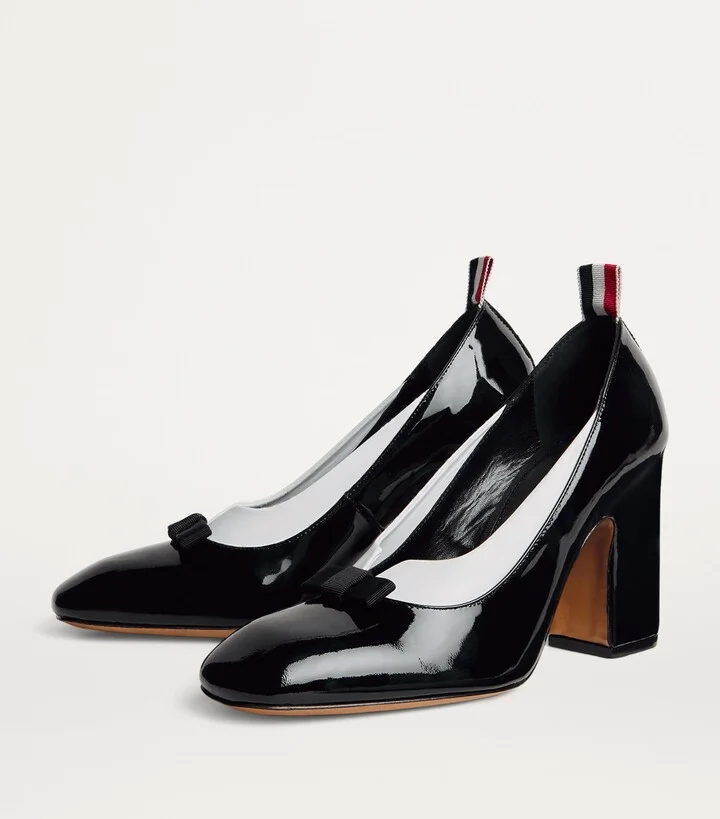 Thom Browne Patent Leather Vitellino Bow-Detail Courts - Image 3