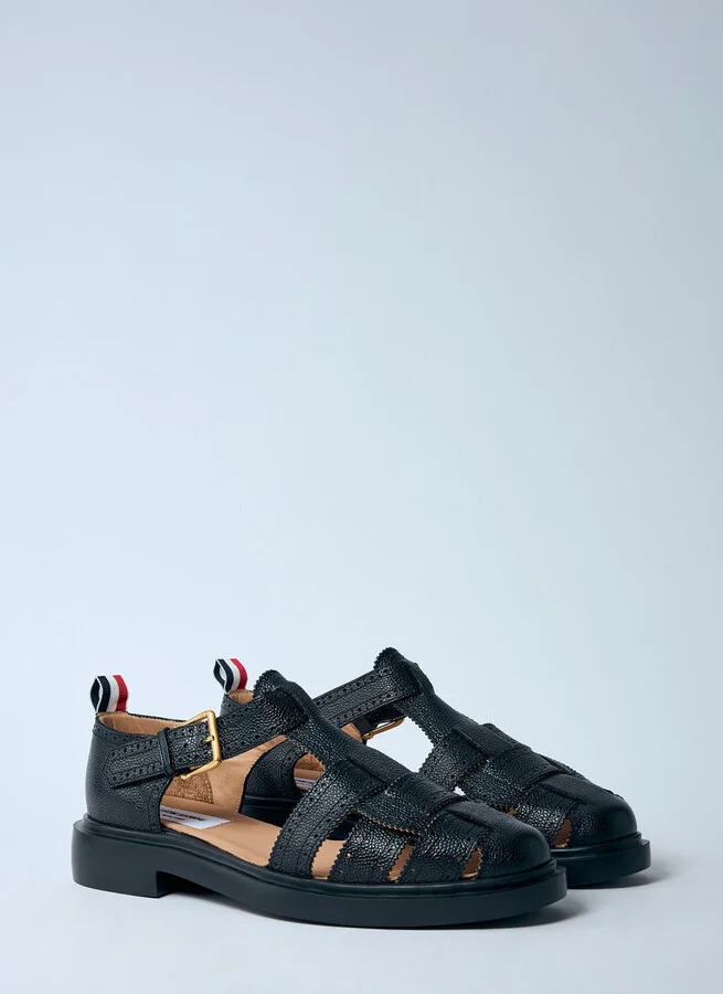 Thom Browne Pebble Grain Fisherman Sandals - Man Sandals Black Us - 08 - Image 2