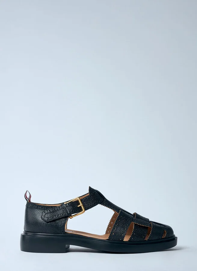 Thom Browne Pebble Grain Fisherman Sandals - Man Sandals Black Us - 08