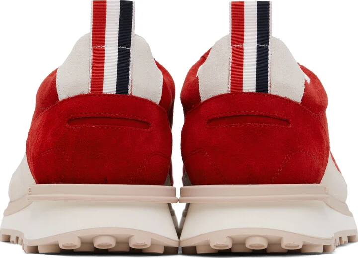 Thom Browne Red Calf Suede Alumni Sneakers - Image 2