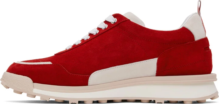 Thom Browne Red Calf Suede Alumni Sneakers - Image 3