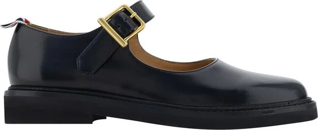 Thom Browne Round Toe Buckle-Strap Ballerina Shoes