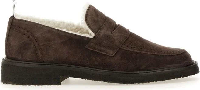 Thom Browne Shearling-Lining Penny Loafers