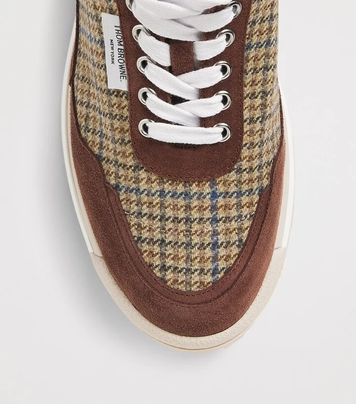 Thom Browne Suede Check Alumni Sneakers - Image 5
