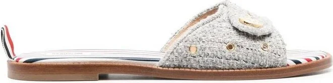 Thom Browne Tweed Slip-On Sandals