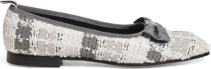 Thom Browne Tweed Tartan Ballerina Flats