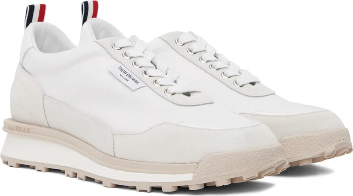 Thom Browne White Eco Nylon Alumni Sneakers - Image 4