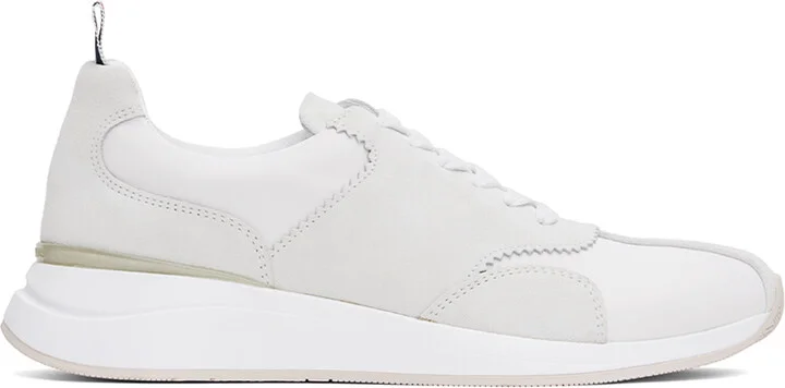 Thom Browne White & Gray Sprinter Sneakers