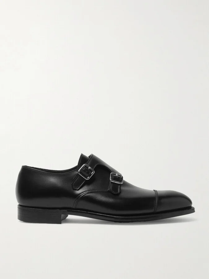 Thomas Cap-Toe Leather Monk-Strap Shoes
