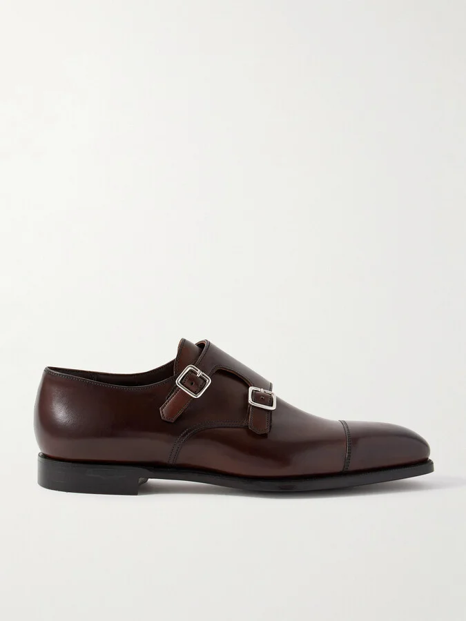 Thomas Cap-Toe Leather Monk-Strap Shoes