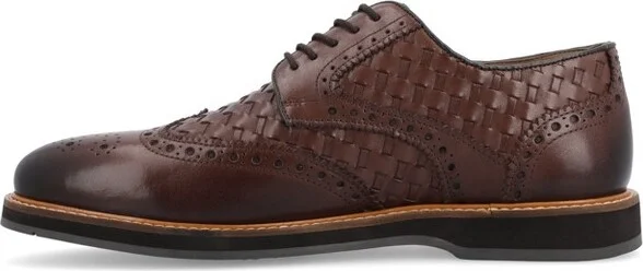 Thomas & Vine Medium and Wide Width Mens Radcliff Lace-up Woven Wingtip Derby, Midnight - Image 3