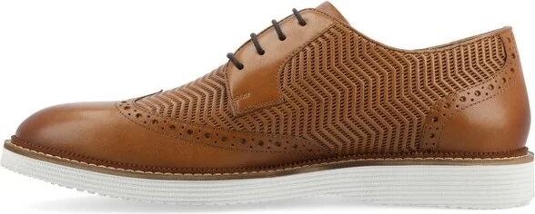 Thomas & Vine Mens Baxter Wingtip Lace-up Derby, Cognac - Image 2