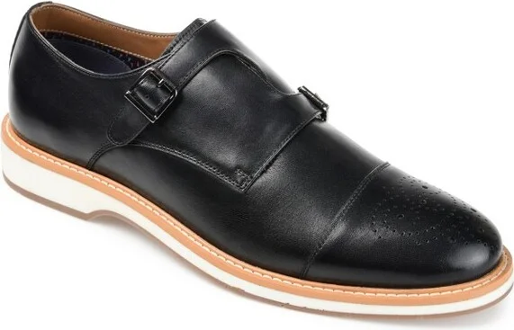 Thomas & Vine Ransom Cap Toe Monk Strap Dress Shoe Black