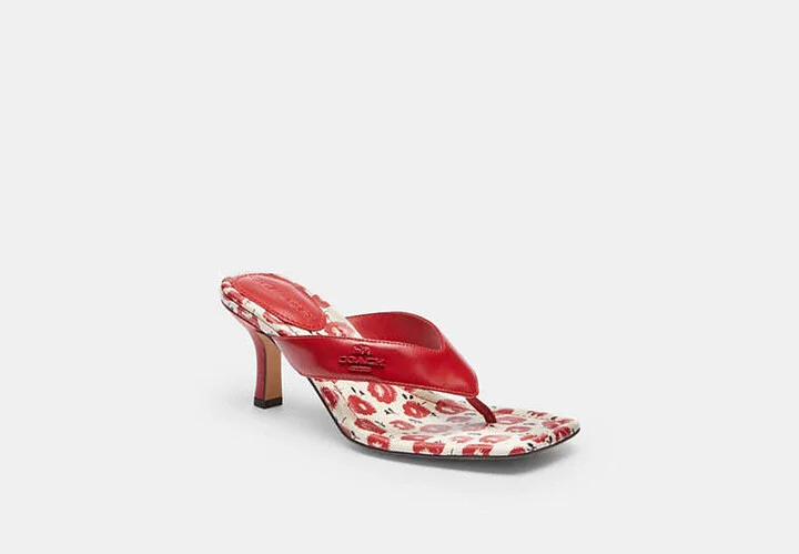 Thong Kitten Heel With Floral Print