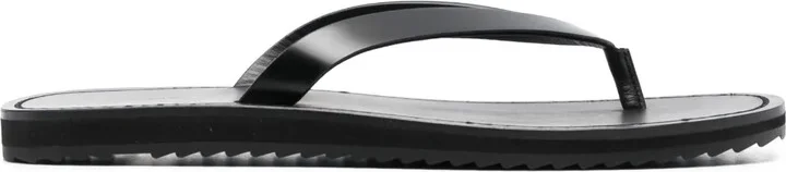 Thong-Strap Leather Flip Flops
