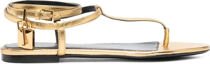 Thong-Strap Leather Sandals