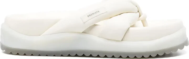 Thong-Strap Leather Slides