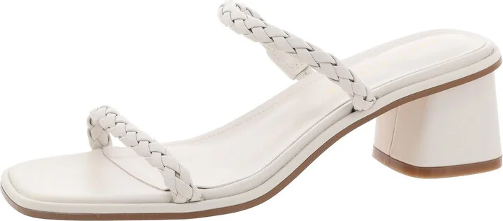 Thoral Womens Leather Square Toe Slide Sandals