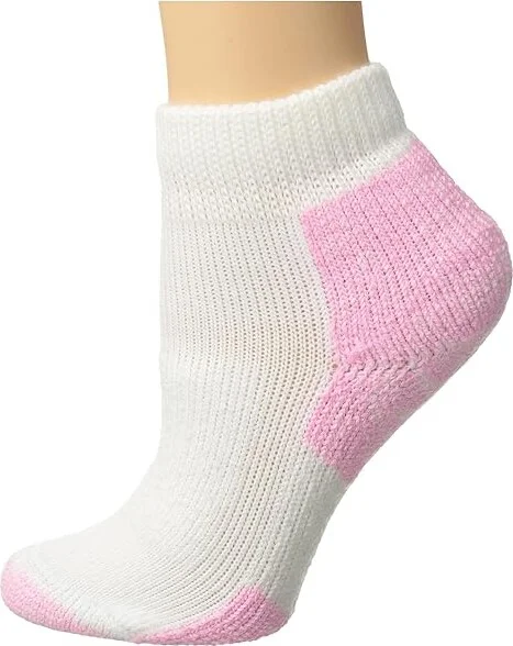 Thorlos Distance Walking Mini Crew Single Pair Women's Low Cut Socks Shoes White/Pink : SM (Women's Shoe 5-6.5), Lace/Nylon/Spandex