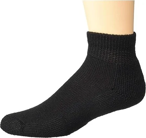 Thorlos Running Mini Crew Single Pair Quarter Length Socks Shoes Black : MD (Men's Shoe 5.5-8.5 - Women's Shoe 6.5-10)