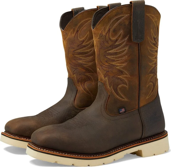 Thorogood American Heritage 11" Steel Safety Square Toe Wellington Leather Work Boots for Men with Slip-Resistant Outsole