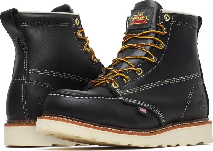 Thorogood American Heritage 6” Steel Toe Work Boots for Men - Full-Grain Leather with Moc Toe