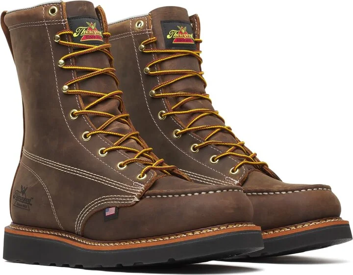 Thorogood American Heritage 8” Moc Toe Work Boots for Men Made with Full-Grain Leather