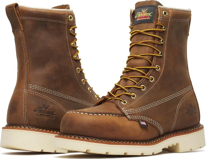 Thorogood American Heritage 8” Steel Toe Work Boots for Men - Full-Grain Leather with Moc Toe