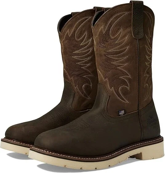 Thorogood American Heritage Square Toe Wellington Men's Shoes Crazy Horse Upper/Pebble Brown Bottom : 15 D - Medium