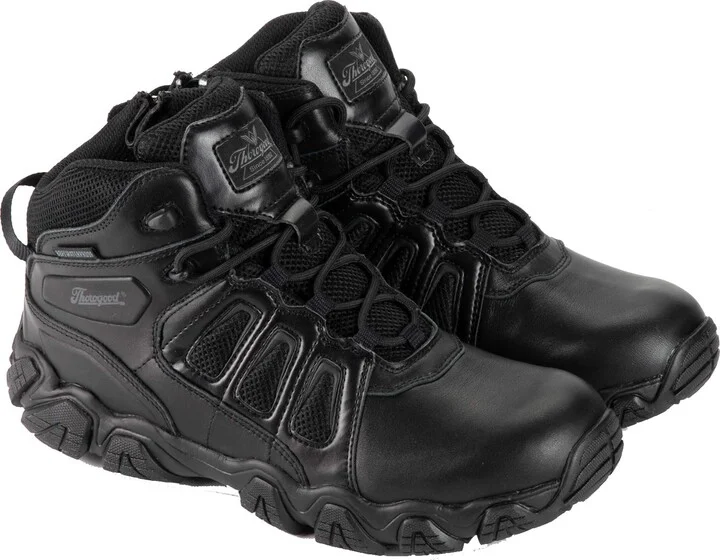 Thorogood Crosstrex 6” BBP Waterproof Black Tactical Boots for Men with Zipper - Breathable Polished Leather and Mesh with Comfort Insole and Traction Outsole; ASTM Rated