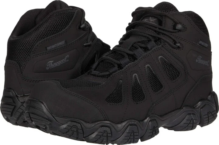 Thorogood Crosstrex Mid Waterproof Hiking Boots for Men - Lightweight Black Leather and Mesh with Toe