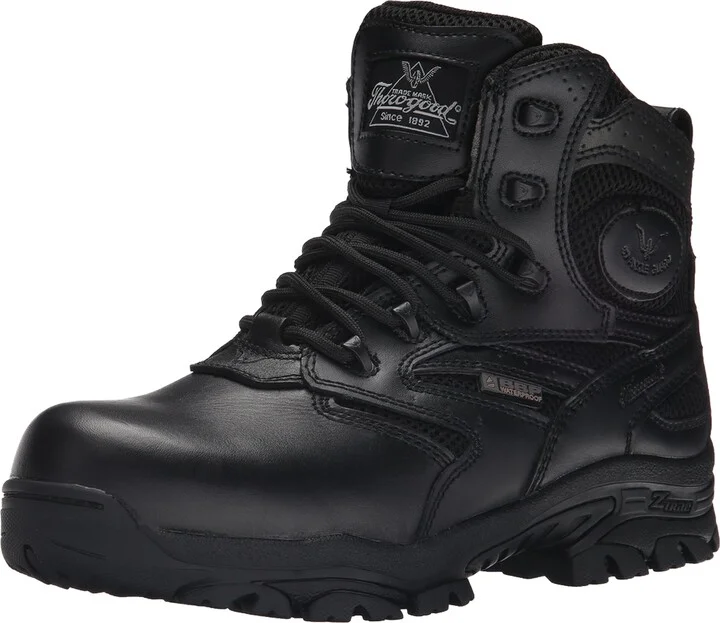 Thorogood Deuce 6” Waterproof Side-Zip Black Tactical Boots for Men and Women with Composite Safety Toe