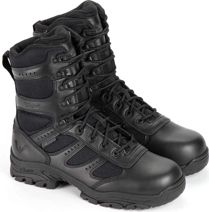 Thorogood Deuce 8” Waterproof Side-Zip Black Tactical Boots for Men and Women with Composite Safety Toe