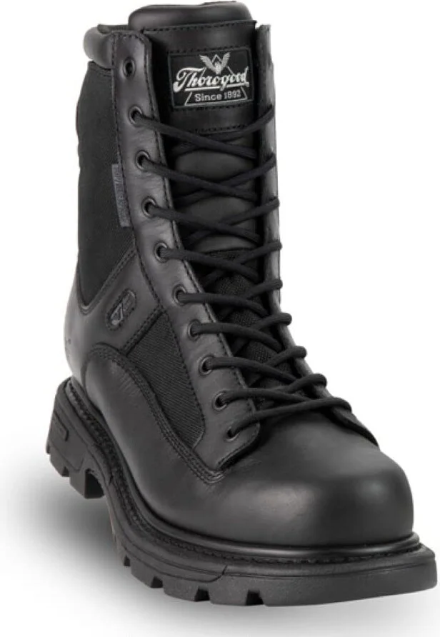 Thorogood GEN-Flex2 8” Side-Zip Waterproof Black Tactical Boots for Men and Women - Lightweight Leather and Nylon with Slip-Resistant Outsole; EH Rated