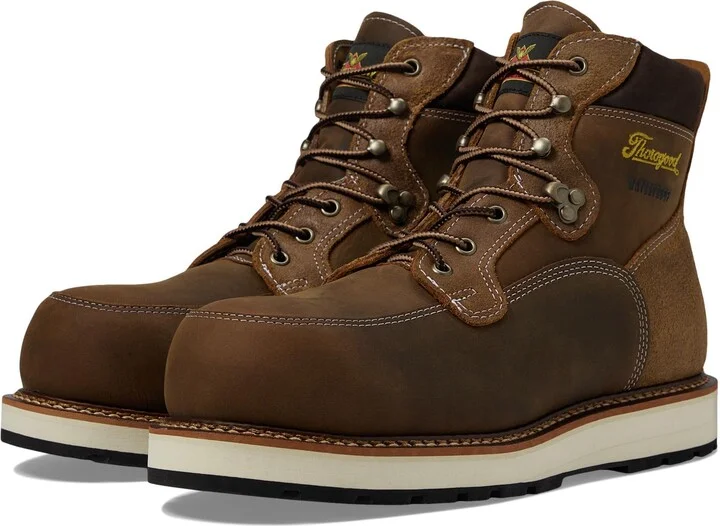 Thorogood Iron River 6” Leather Waterproof Work Boots for Men with Composite Safety Toe Oil and Slip-Resistant Outsole