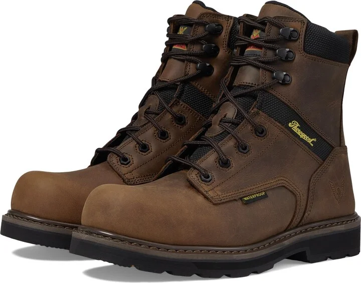 Thorogood Job-Site Series 8" Composite Safety Toe Waterproof Leather Work Boots for Men with Slip-Resistant Outsole