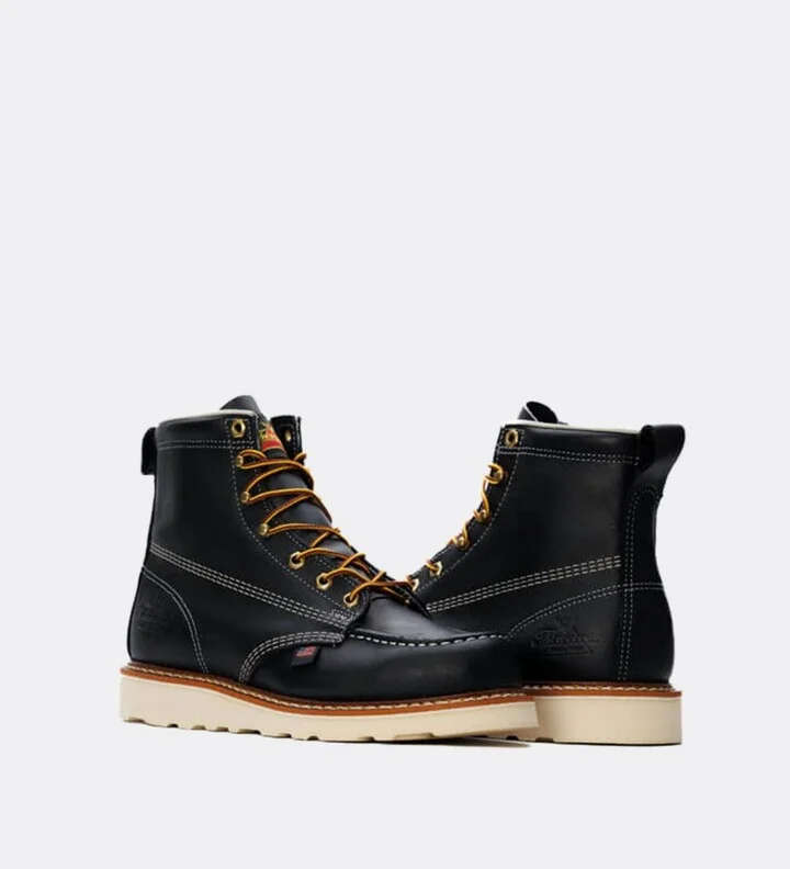 Thorogood Men's American Heritage 6" Black Moc Toe Work Boots for Men - Image 3